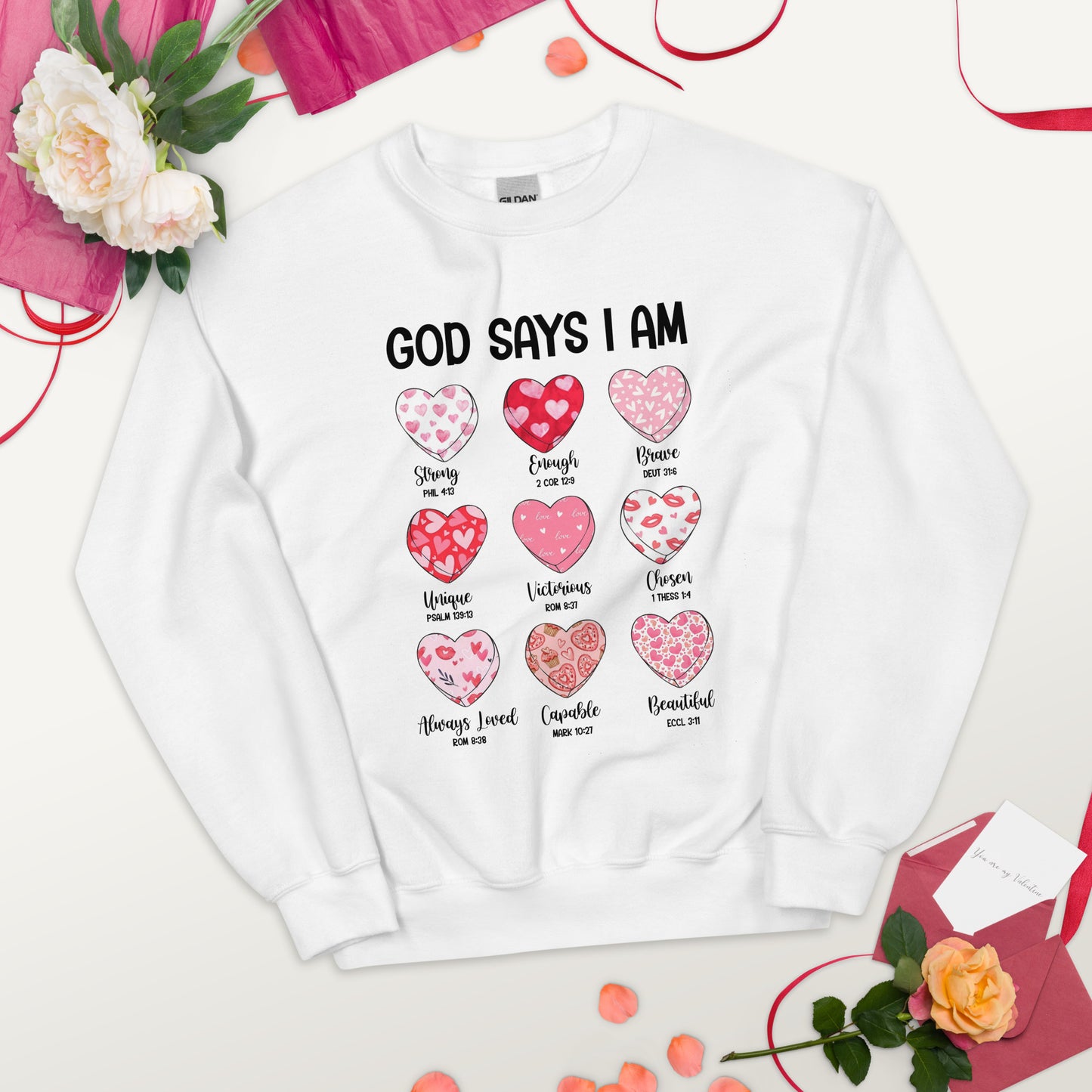 God Says I Am Hearts Sweatshirt